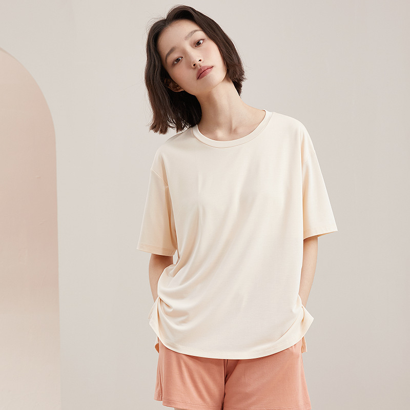 綿は胸パッド付きのパジャマ女性の夏の半袖半ズボンの涼しさの大きいサイズの薄いズボンの家の服のスーツを持ちたいです。|undefined