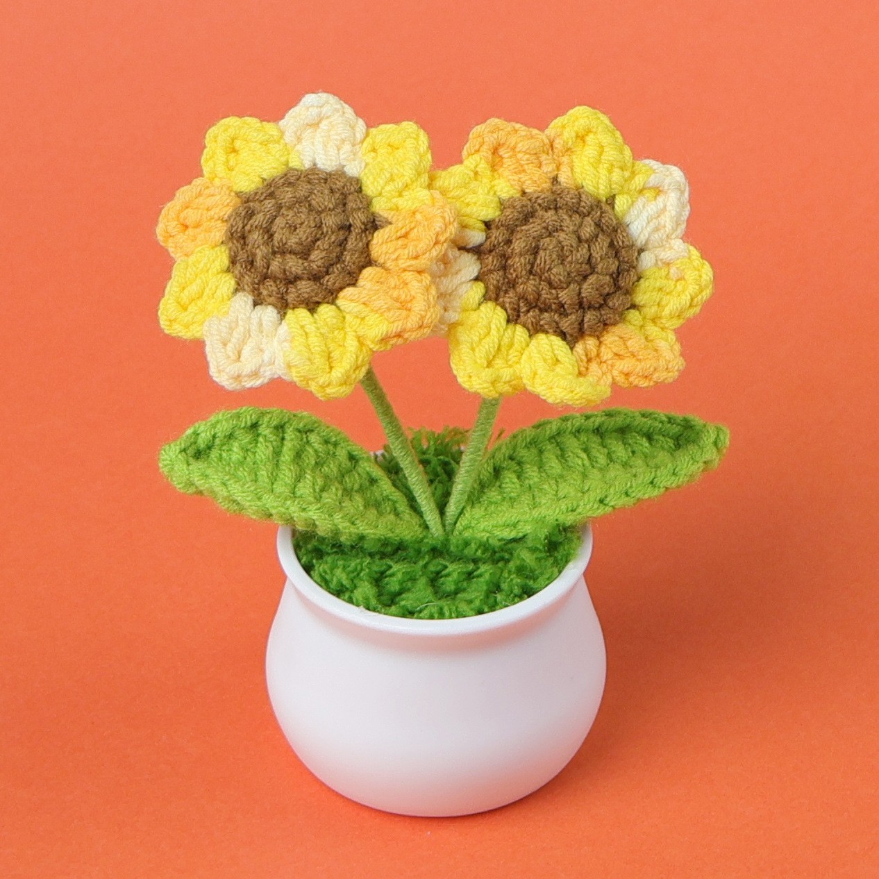 Maceta de cinco girasoles de nieve de dos cabezas - Sección Amarilla