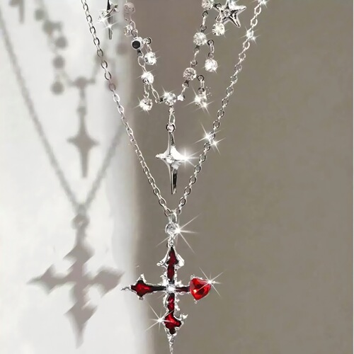New five-pointed star shimmer fringe necklace set of 2, double-layer stackable windproof minimalist Insta luxury temperament necklace