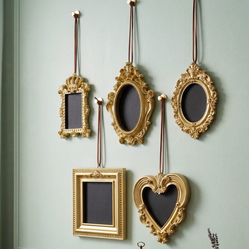 European-Style Mini Patterned Gold Hanging Ornaments Photo Frame Vintage Photo Props for Shooting DIY Wall Hanging Decorations