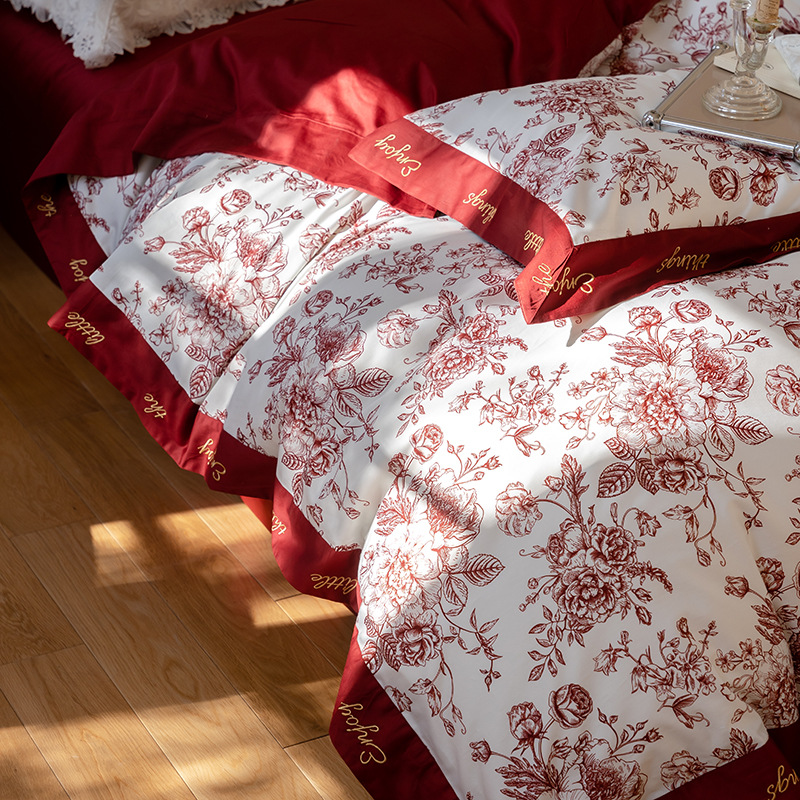 Nordiskt vintage boho 4 delars bäddset i bomull_voghion.com