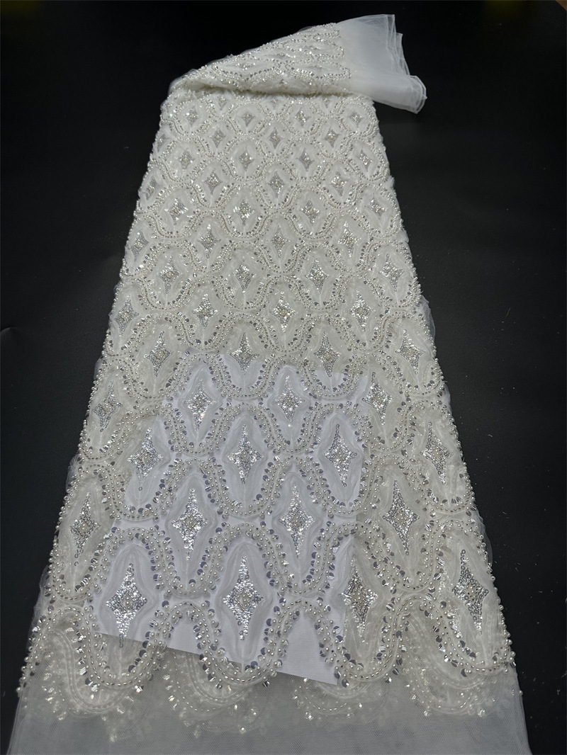 Cuadrado tridimensional geometría bordado tubo bordado tela europea y americana vestidos de fiesta de alta calidad vestido de boda tela image 7