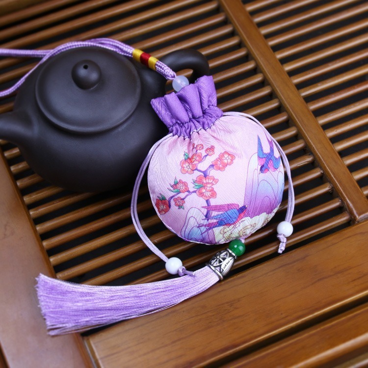 束口袋一枝梅流苏香包空汽车织绣挂件古风荷包梅花随身香囊空袋子|undefined