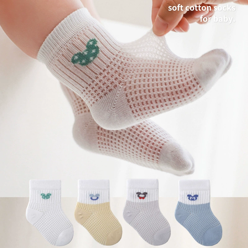 Summer children's thin breathable socks for new born, mid-length