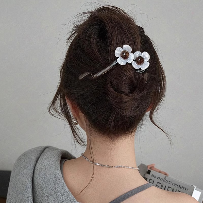 Retro temperamento flor una palabra clip de cabello para mujeres 2024 nuevo disco de cabeza atrás clip de agarre clip de torsión clip de cabello tocado clip de cabello