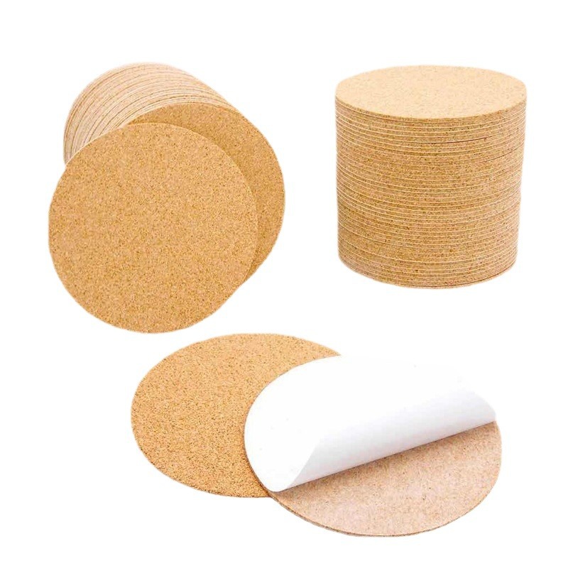 Fábrica al por mayor 1mm2mm redondo cuadrado adhesivo de una sola cara junta de corcho cerámica autoadhesiva estera de corcho