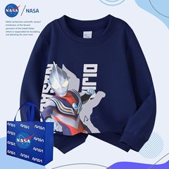 NASA迪迦奥特曼儿童潮流落肩加绒长袖休闲秋冬款男童新款卫衣上衣