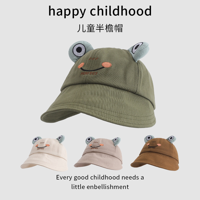 1-3 Primavera y otoño delgada sombrero para bebés primavera sombrero de protección solar para niños coreanos gran sombrero rana