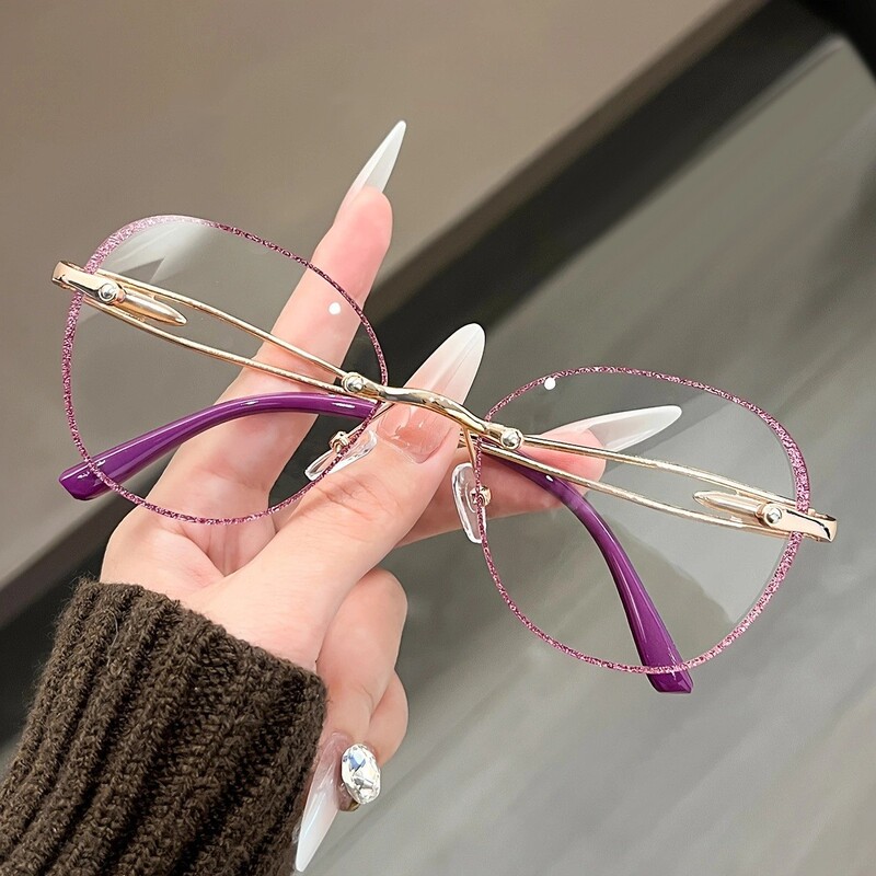 2025年ホットスタイルコレクション女性用老眼鏡、中高年向けの新しい高精細抗青色光ファッショナブルなフレームレス老眼鏡|undefined