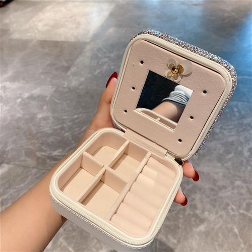クリエイティブダイヤモンドがちりばめられたミニ小さなジュエリーボックス旅行ポータブル化粧品ボックスクロスボーダーホットモデル工場直販|undefined