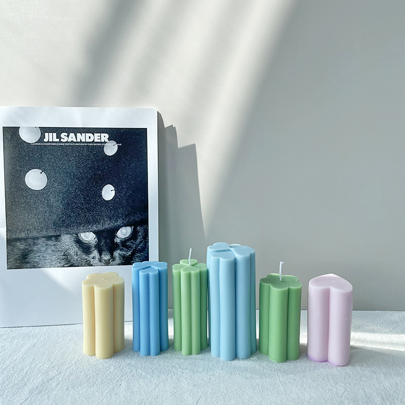 Pétalo en forma de aromaterapia vela molde DIY trébol geométrico columna artesanal jabón yeso fragante piedra silicona herramienta abrasiva