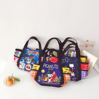 新款印花妈咪包手提亲子儿童便当包补习饭盒袋可爱卡通尿片奶瓶包