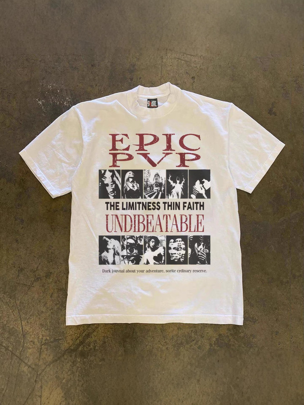 250g Heavyweight Pure Cotton! American-Style Oversized Vintage English Street Print Couple's Loose Short-Sleeve T-Shirt for Men