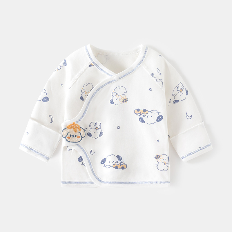 新生儿婴儿半背衣内衣无骨纯棉春秋四季魔术贴贴身和尚服宝宝上衣