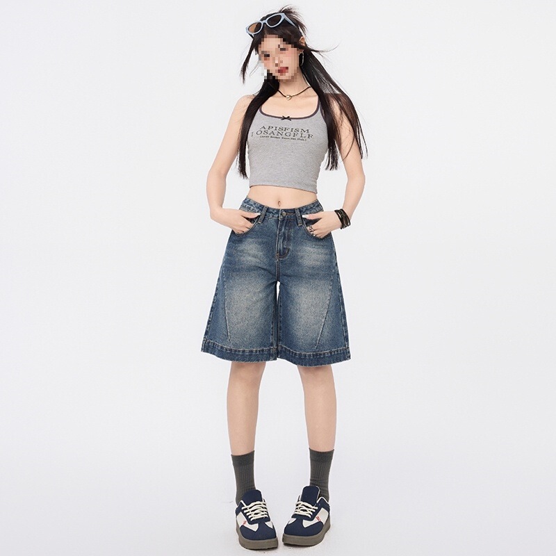 Straight-Leg Five-Point Jeans for Women 2026 Summer Retro High-Waisted Loose Casual Mid-Length Pants High-Waisted Wide-Leg Slimming Shorts Straight-Leg Five-Point Jeans for Women 2026 Summer Retro High-Waisted Loose Casual Mid-Length Pants High-Waisted Wide-Leg Slimming Shorts