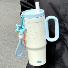 保冷吸管水杯学生保温杯大容量女生泡茶杯冰霸杯高颜值星星不锈钢