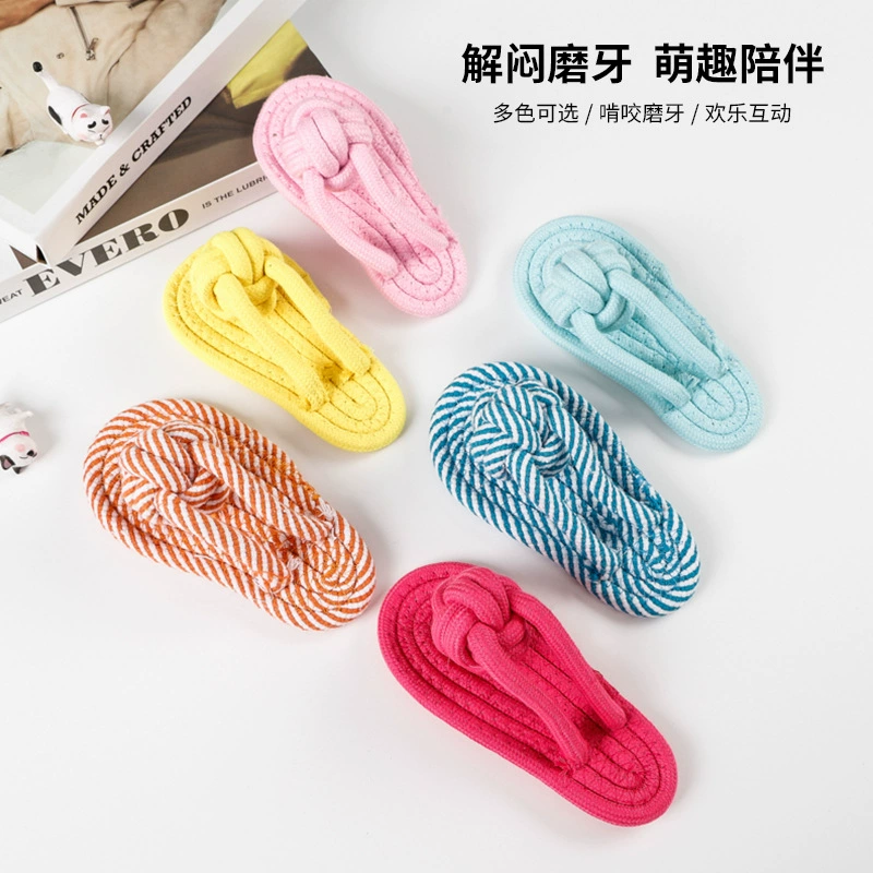 Игрушка-тапочки из хлопкового каната для собак, устойчивая к жеванию, для снятия скуки, для чистки зубов, оптом в наличии