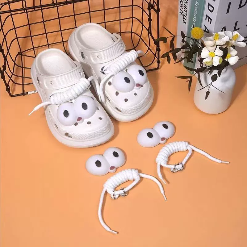 Цветочные аксессуары для обуви, аксессуары с отверстиями, милые, забавные и интересные глаза, украшения пряжек для детской обуви своими руками, пряжки для обуви