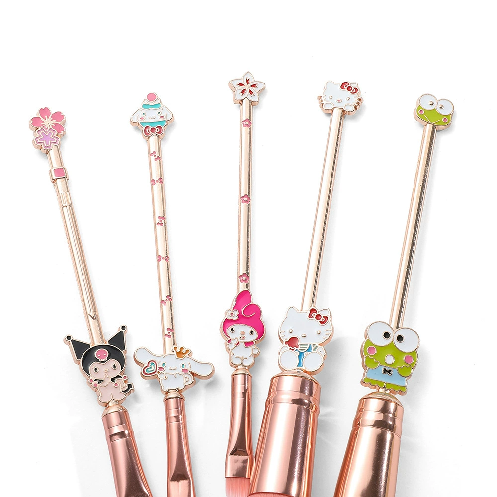 Makeup Brush Set, Hello Kitty–Style Cute Cartoon Eye Brushes, 11-piece with Cosmetic Bag Option