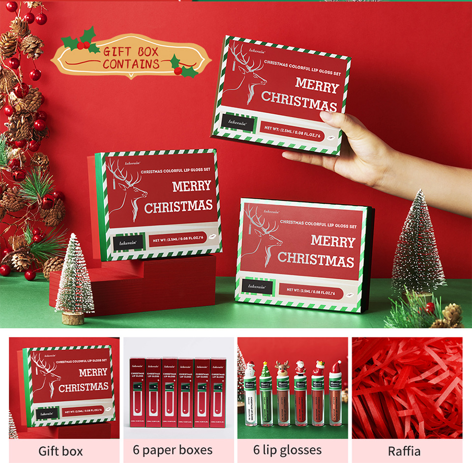 Lakerain Christmas Lip Gloss Set 6-piece Liquid Lipstick Lip gloss and Lip gloss set undefined