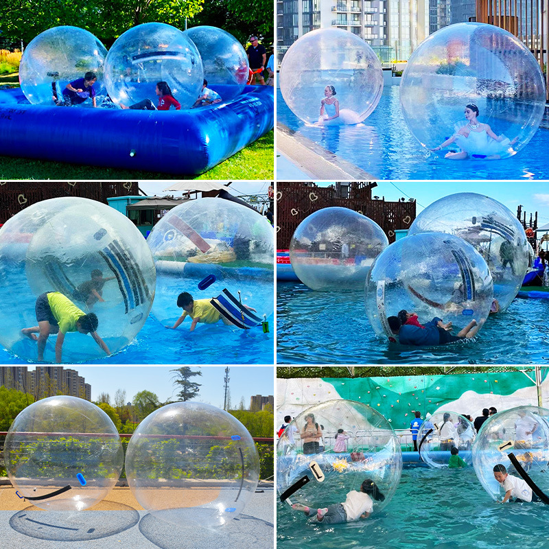 Pelota de agua inflable para caminar bola de cristal de baile para niños bola de rodillo de color transparente juguete de agua para adultos bola para caminar