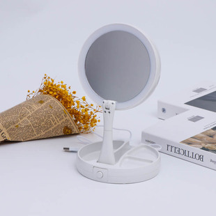 Cross -border folding makeup mirror LED light -emitting dressing mirror Creative girl gift Portable mirror desktop dormitory