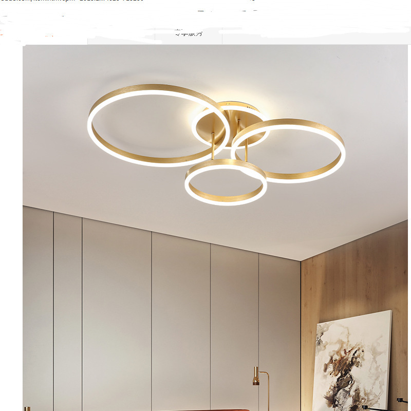 Cross-Border Supply of Living Room Lighting Fixtures, Light Luxury Modern Minimalist Creative Bedroom Gold Circular Ceiling Lights Wholesale