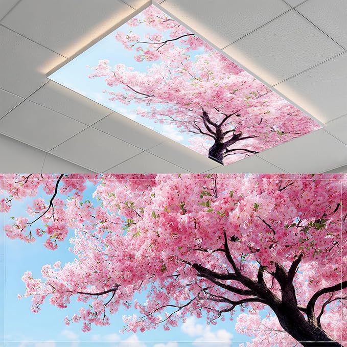 Magnetic Lampshade Ceiling Decoration Cherry Blossom Tree Simulation Canopy Living Room Office Eye Protection Fluorescent Lampshade
