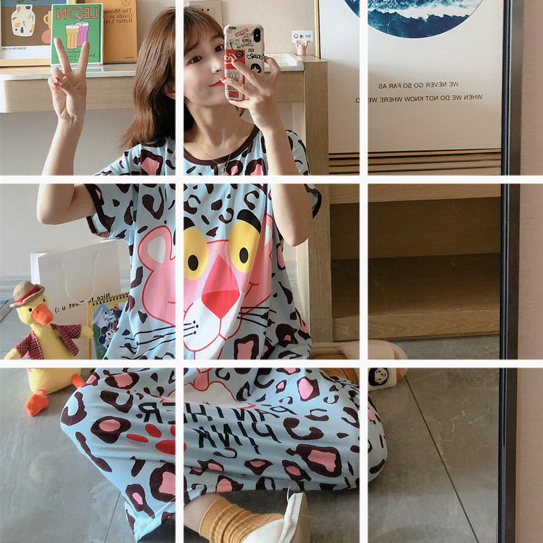 Ventas directas de la fábrica una variedad de pijamas camisón de las mujeres Vestido de manga corta suelta de dibujos animados de verano transfronterizo Comercio exterior al por mayor Sudeste de Asia