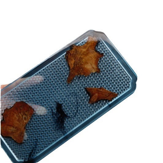 bandeja de burbujas secas de cristal tinta transfronteriza taza de resina aislante de calor bandeja de madera sólida bandeja de té bandeja de tetera de una sola capa