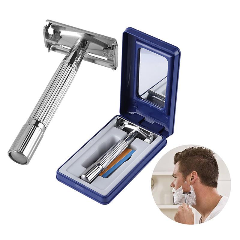 Wholesale Men's Manual Razor Classic Stainless Steel Shaving Razor with Brush and Double-Edged Razor Blade Holder