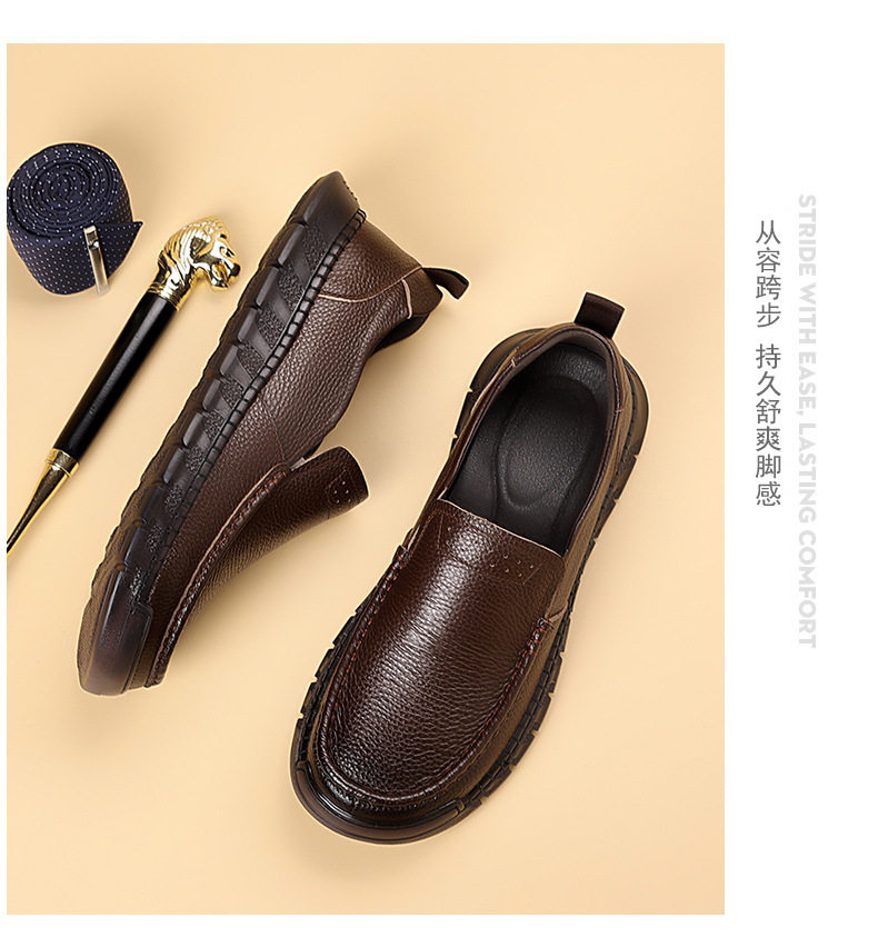 Giày da lười nam da bò thật khâu tay đế mềm, gót thấp 1-3 cm — DT5621 màu nâu, DT5621 màu đen chi tiết 17