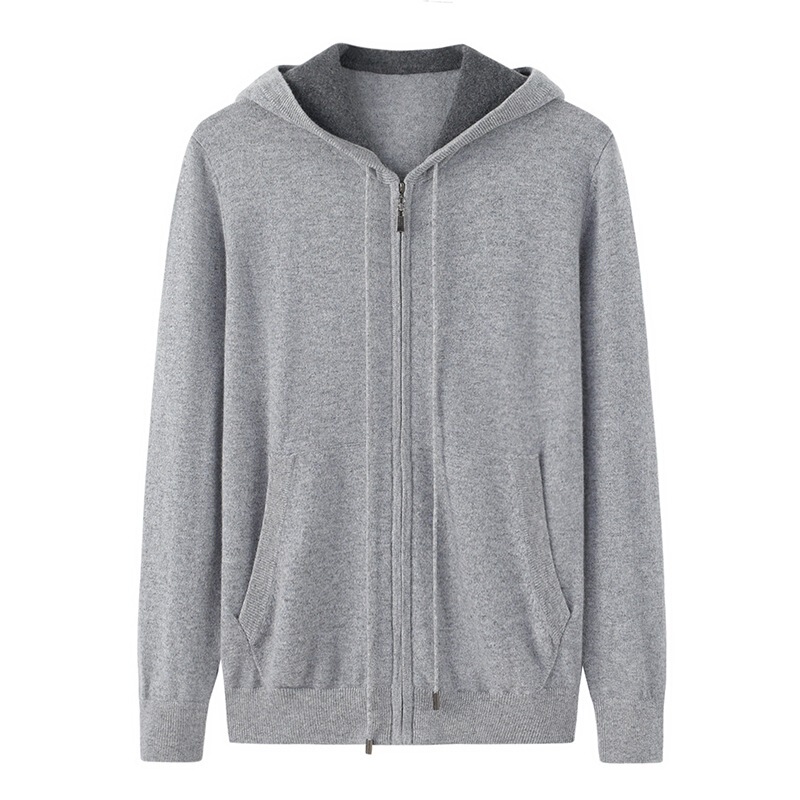 100 Pure Cashmere Cardigan Men's Sweater Hooded Jacket Autumn and Winter Youth Knitted Base Sweater Loose Cashmere Sweater 100 Pure Cashmere Cardigan Men's Sweater Hooded Jacket Autumn and Winter Youth Knitted Base Sweater Loose Cashmere Sweater