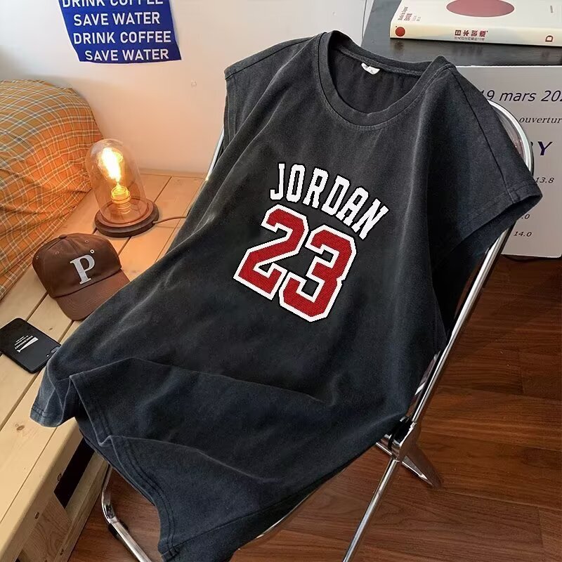 Cross-border European and American e-commerce hot trend men's vest milk silk distressed printed loose breathable basketball jersey Cross-border European and American e-commerce hot trend men's vest milk silk distressed printed loose breathable basketball jersey