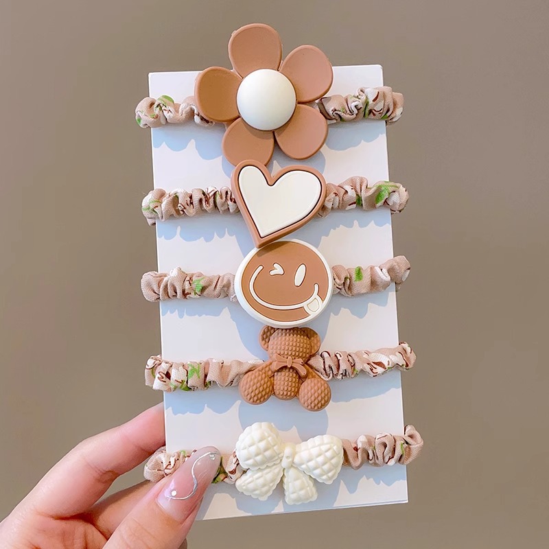 Cuerdas de cabello de color leche para niños flores anillo de cabello arco de goma para niñas no lastimar el cabello banda de goma para el cabello para niñas