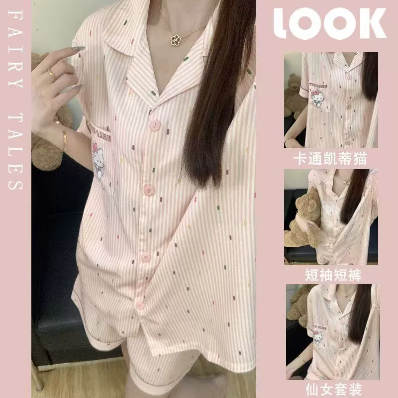 Summer pijama, shorts, trousers for elementary school students, with short sleeve, Korean style