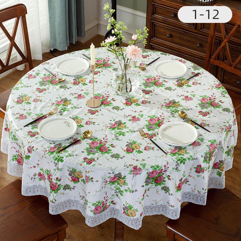 impermeable a prueba de agua a prueba de aceite a prueba de manchas PVC ecológico para el hogar mesa redonda sin lavado restaurante gran mesa redonda hotel Yuanbeiqin