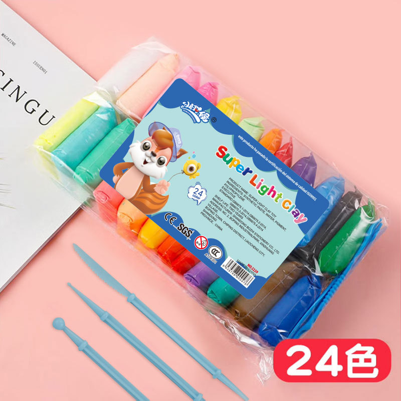 Juguetes de arcilla ultraligera hechos a mano para niños, arcilla de color, plaster de goma, espacio de barro, no mancha