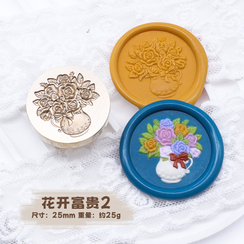 Sello de pintura de fuego serie de plantas tulipán rosa artística fuego pintura sello creativo cera regalo