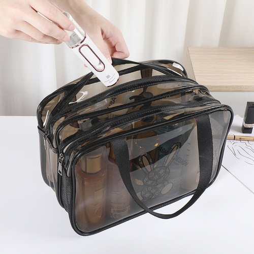 PVC double-layer large-capacity dry and wet separation makeup bag thickened waterproof toiletry bag swimming fitness travel storage bag