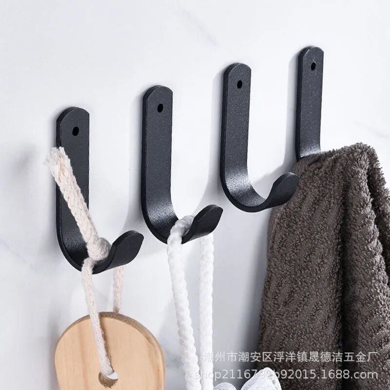 Space Aluminum Hook Strong Adhesive Wall Adhesive Hook No Punching Wall Paste Behind the Door Clothes Bathroom Traceless Wall Hanging