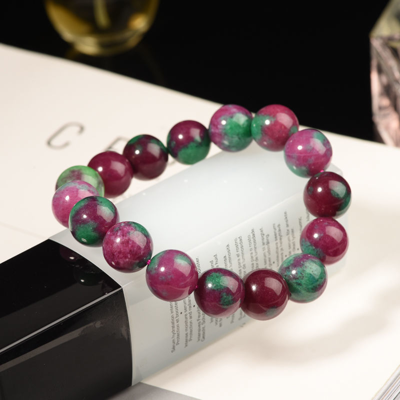 智贝详情图_4天然水晶红绿宝手链红宝石单圈手串男女款首饰品玉