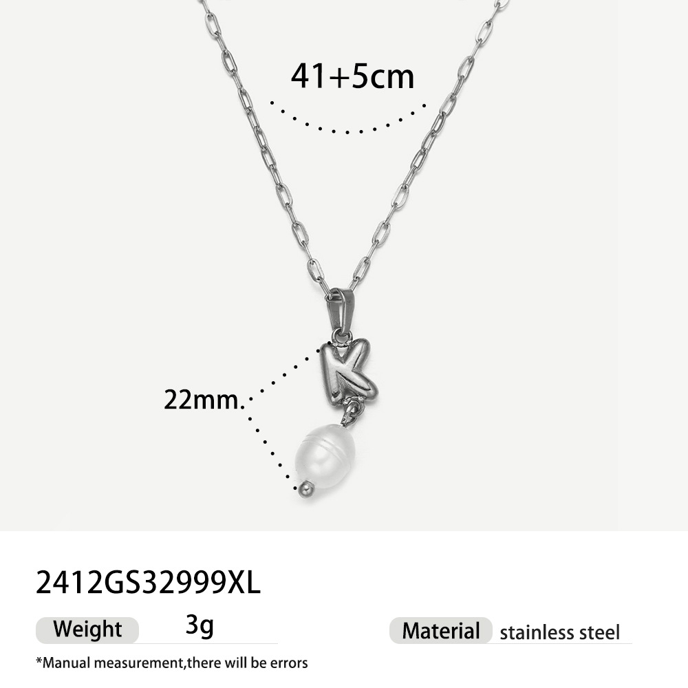 TENA collar de acero inoxidable de perlas verdaderas simplista de alto nivel nicho de diseño de acero de titanio collar de collar para mujeres image 23