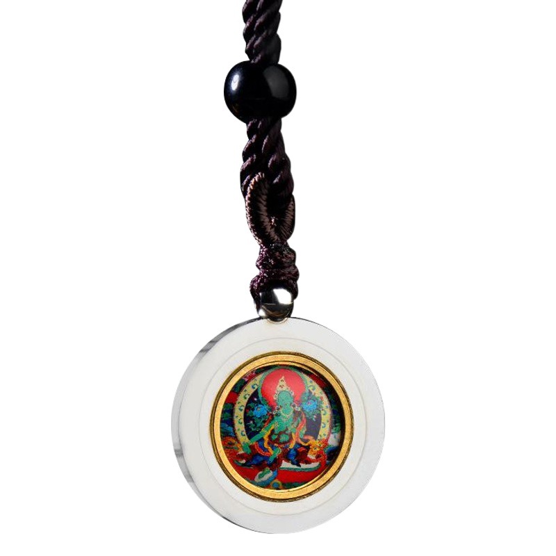 Titanium Steel Gawu Box Factory Direct Sales, Titanium Steel Pendant, Four-Armed Guanyin, Yellow Wealth Necklace, Green Tara Pendant Wholesale