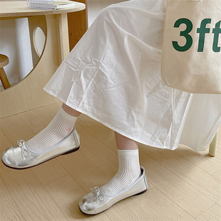 Autumn and Winter Boneless Socks Bow Mesh Breathable White Socks Japanese Style Miu Style Jk Socks Zhuji Wholesale
