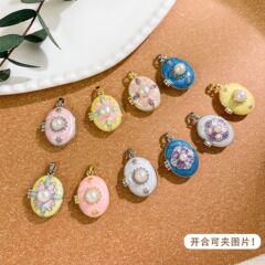ペンダントパールラウンドレトロフォトボックスネックレスペンダント新中国風中国風エナメルカラーハイエンドアクセサリー
