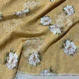 高档天丝苎麻夏季面料中国风数码印花高支田园碎花裙套装服装布料