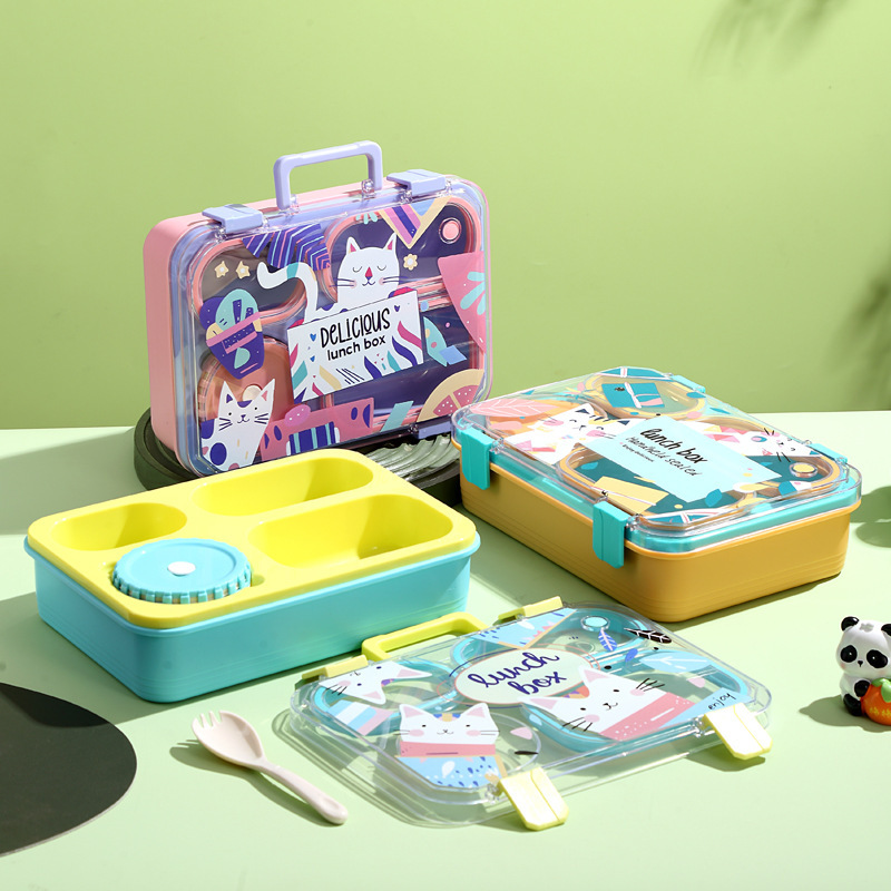 漫画柄の多層弁当箱、学生食堂用ランチボックス、会社員用携帯プラスチック弁当箱、電子レンジ対応|undefined