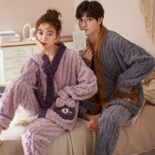 情侣睡衣秋冬季珊瑚绒一男一女韩版可爱冬款加厚法兰绒家居服套装