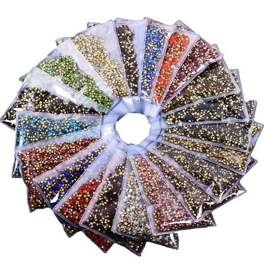 1440 colored pointed diamond jewelry nail pile drill Czech super flash nail art colored diamond caulking glass transparent rhinestone